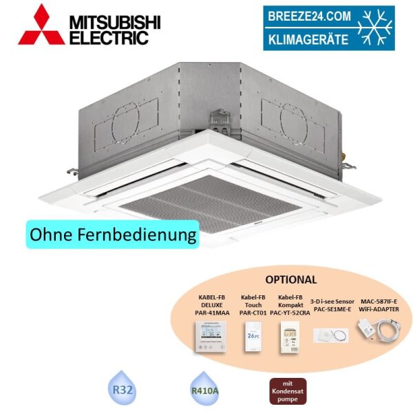 Mitsubishi Electric PLA-ZM125EA 4-Wege Deckenkassette (Blende wählbar) PLP-6EA für optionale Kabel-FB 12,5 kW