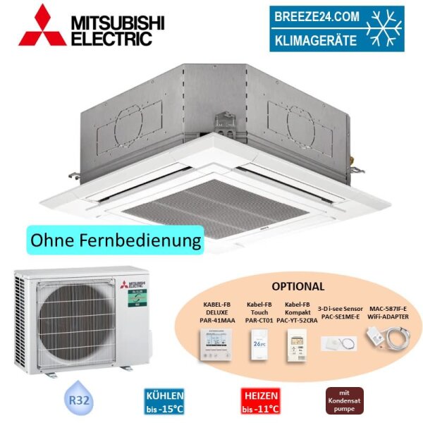 Mitsubishi Electric Set Deckenkassette 3,6 kW PLA-ZM35EA2 + Blende PLP-6EA + PUZ-ZM35VKA2 35 - 40 m² | R32