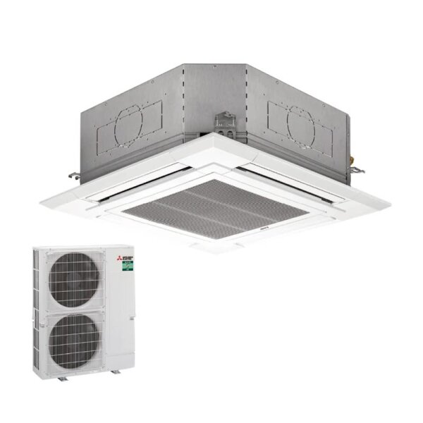 Mitsubishi Electric Set 4-Wege- Deckenkassette 12,5 kW PLA-ZM125EA2 + Blende PLP-6EA + PUZ-ZM125YDA 400V