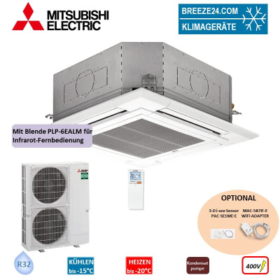 Mitsubishi Electric Set Deckenkassette 9,5 kW PLA-ZM100EA2 + Blende PLP-6EALM2 + PUZ-ZM100YDA 400V