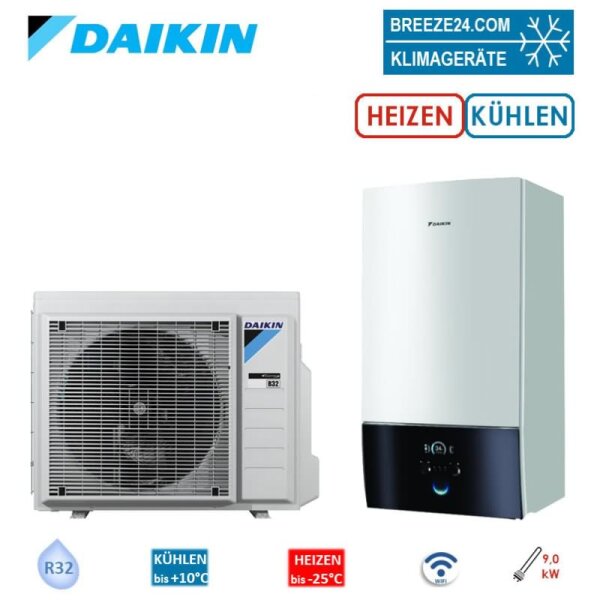Daikin Altherma 3 R W Set ERGA06EVH + EHBX08E9W Wärmepumpe + Hydromodul + Heizstab 9 kW | WiFi 400V