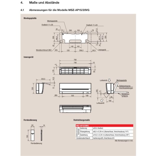 Mitsubishi Electric Wandgerät Kompakt WiFi 7,1 kW MSZ-AP71VGK | Raumgröße 70 - 75 m² R32 oder R410A