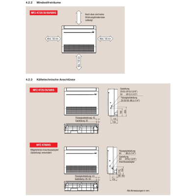 Mitsubishi Electric Set Kompakt Truhengerät 5,0 kW MFZ-KT50VG + SUZ-M50VA Raumgröße 50 - 55 m² | R32
