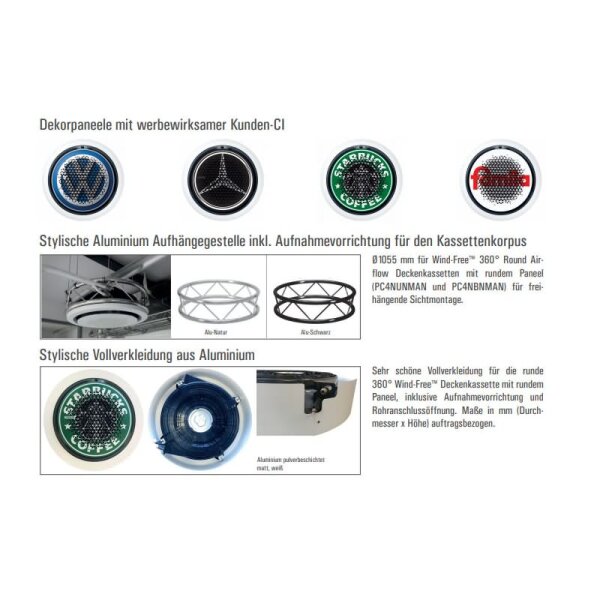 Samsung Wind-Free 360° Round Airflow Deckenkassette AM 090 KN4DEH + Paneel PC4NUNMAN (nur DVM S) 9,0 kW