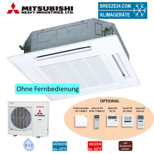 Mitsubishi Heavy Set 4-Wege-Deckenkassette 10,0 kW Standardpaneel FDT100VH + FDC100VSA-W 400V R32