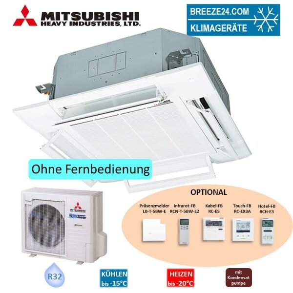 Mitsubishi Heavy Set 4-Wege-Deckenkassette 12,5 kW Komfortpaneel FDT125VH + FDC125VNA-W R32