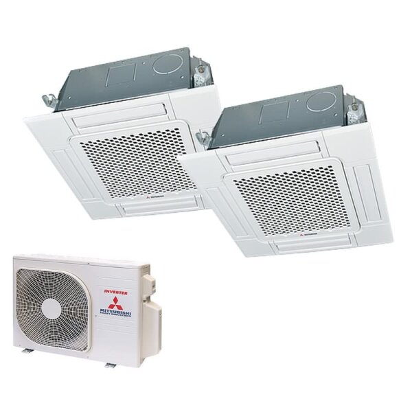 Mitsubishi Heavy Set 2,5/3, kW FDTC25VH1 + FDTC35VH1 4-Wege-Deckenkassette Standardpaneel +SCM40ZS-W