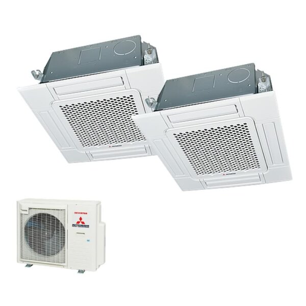 Mitsubishi Heavy Set 5,0 kW 2 x FDTC50VH 4-Wege-Deckenkassette Standardpaneel + SCM71ZS-W R32