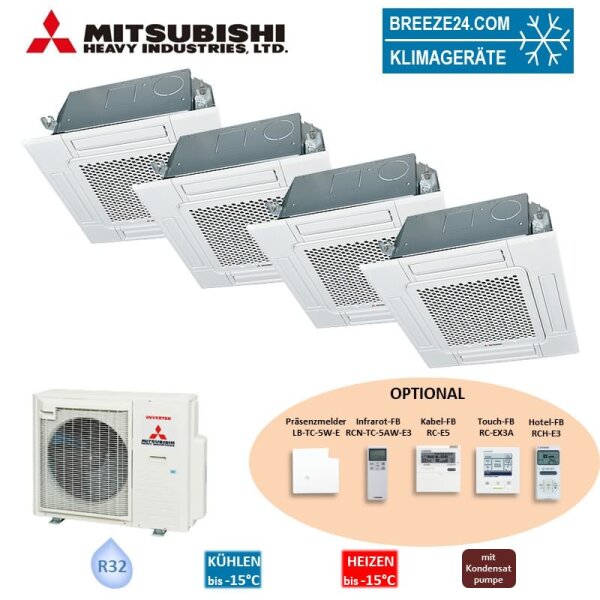 Mitsubishi Heavy Set 4 x Deckenkassette Standardpaneel 2 x FDTC25VH1+FDTC35VH1+FDTC50VH + SCM80ZS-W