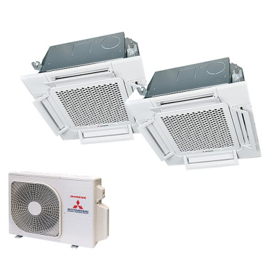 Mitsubishi Heavy Set 2,5 kW 2 x FDTC25VH1 4-Wege-Deckenkassette Komfortpaneel + SCM40ZS-W R32