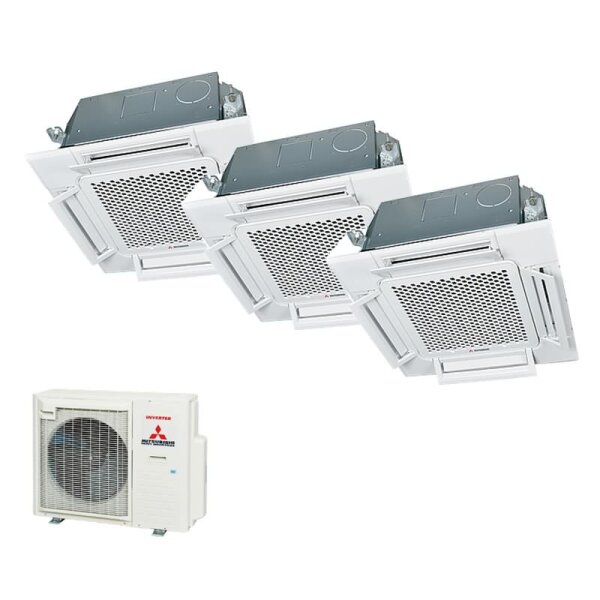 Mitsubishi Heavy Set 3 x 4-Wege-Deckenkassette Komfortpaneel FDTC25VH1+FDTC35VH1+FDTC50VH+SCM71ZS-W