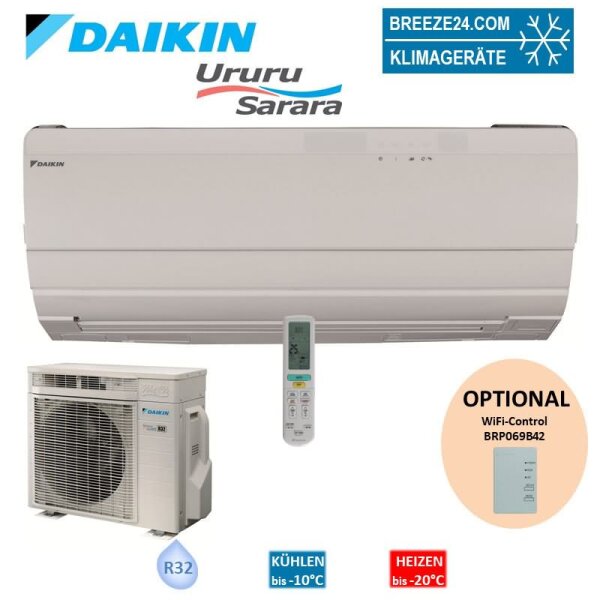 Daikin Set Wandgerät Ururu Sarara 5,0 kW - FTXZ50N + RXZ50N | Raumgröße 50 - 55 m² | R32
