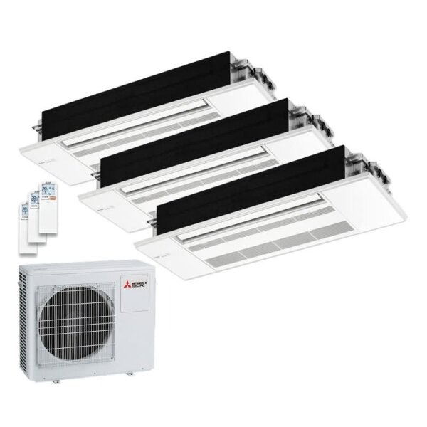 Mitsubishi Electric 1-Wege-Deckenkassette mit Blende Set 2,5 kW 3 x MLZ-KP25VF + MXZ-3F54VF4 R32