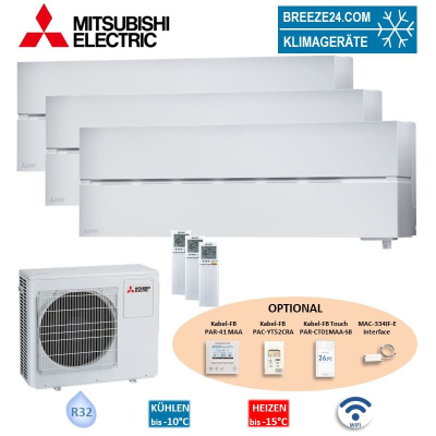 Mitsubishi Electric Set 2 x MSZ-LN18VG2W + MSZ-LN35VG2W + MXZ-3F54VF4 Wandgeräte Diamond WiFi
