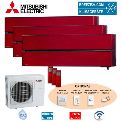 Mitsubishi Electric Set 3 Wandgeräte Diamond WiFi 3,5 kW - MSZ-LN35VG2R + MXZ-3F68VF R32 Klimaanlage
