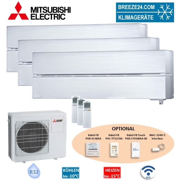 Mitsubishi Electric Set 3 Wandgeräte Diamond WiFi 3,5 kW - MSZ-LN35VG2V +  MXZ-5F102VF R32