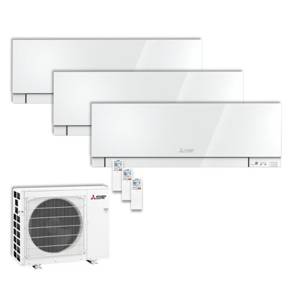 Mitsubishi Electric Set 3 Wandgeräte Premium 2,5/5,0kW 2 x MSZ-EF25VGKW + MSZ-EF50VGKW + MXZ-3F68VF