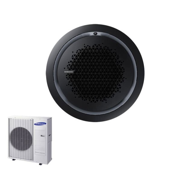 Samsung Set Deckenkassette Round Airflow 12,0 kW AC 120 RN4PKG + Blende PC4NBNMAN schwarz + AC 120 RXADNG R32 Klimaanlage 400V