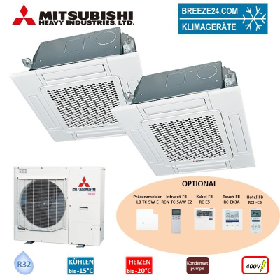 Mitsubishi Heavy Set 2 x FDTC60VH 4-Wege-Deckenkassette Standardpaneel + FDC125VSA-W R32 400V (Simultanbetrieb)