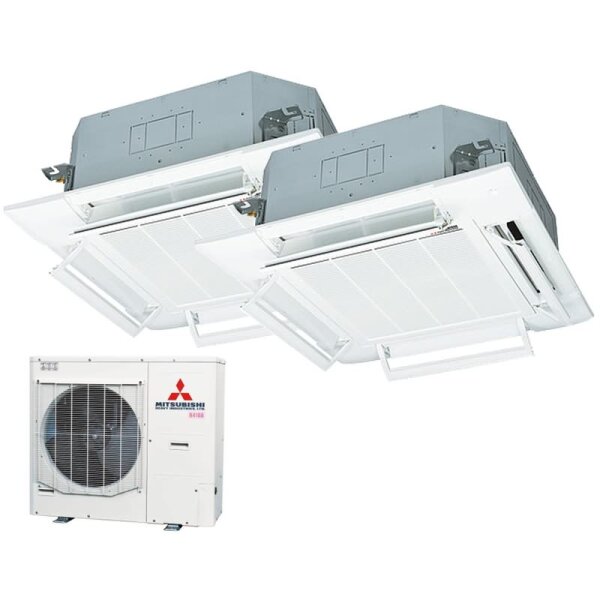 Mitsubishi Heavy Set 2 x FDT50VH 4-Wege-Deckenkassette Komfortpaneel + FDC125VSA-W R32 400V (Simultanbetrieb)