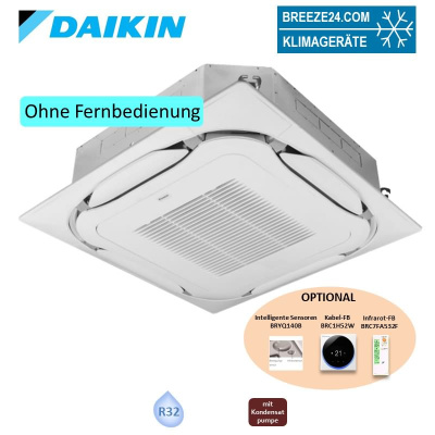 Daikin 4-Wege-Deckenkassette 5,6  kW - FXFA50A-2 VRV 5 mit Standardblende reinweiß BYCQ140EW - R32
