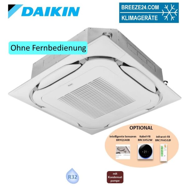 Daikin 4-Wege-Deckenkassette 11,2 kW - FXFA100A-1 VRV 5 mit Standardblende weiß BYCQ140E - R32
