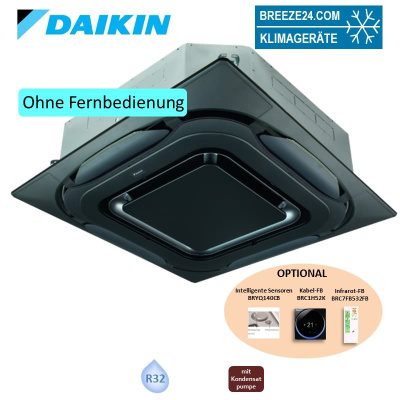 Daikin 4-Wege-Deckenkassette 5,6 kW - FXFA50A-5 VRV 5 mit Designblende schwarz BYCQ140EPB - R32