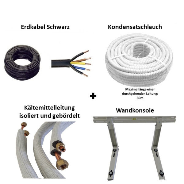 Installationspaket 1/4 / 1/2 (6,35/12,7mm)  (Kältemittelleitungen gebördelt + Wandausleger 12m Varifix 046 bis 140kg 560mm Ausleger