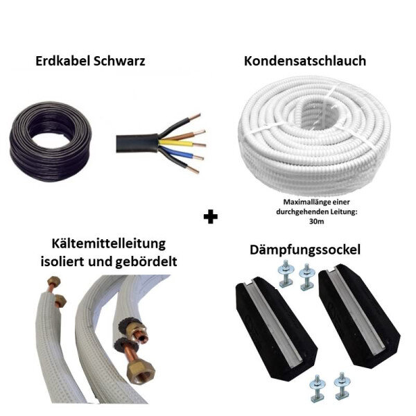 Installationspaket 6/12 Kältemittelleitungen gebördelt + Dämpfungssockel 9m 2 x SBR-1000X180X95MM-41/22