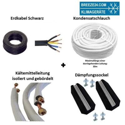 Installationspaket 6/12 Kältemittelleitungen gebördelt + Dämpfungssockel 20m 2 x SBR-600X180X95MM-41/22