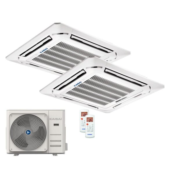 Kaisai Set 2,6 kW 2 x KCA3I-09HRG32X 4-Wege-Deckenkassette Euroraster + K20E-18HFN32H Klimaanlage