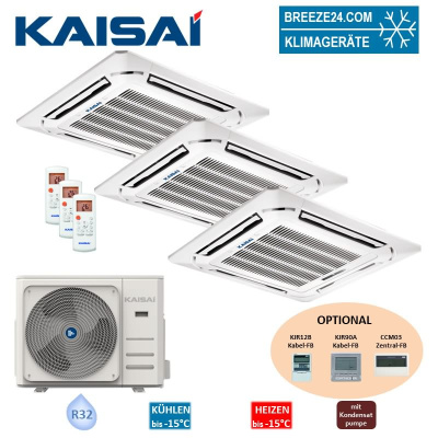 Kaisai Set 3 x 4-Wege-Deckenkassette Euroraster 3,5 kW - KCA4U-12HRG32X + K30A-27HFN32H R32