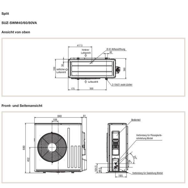 Mitsubishi Electric SUZ-SWM40VA Ecodan Wärmepumpe Luft / Wasser Außengerät 4,0 kW R32 230 Volt