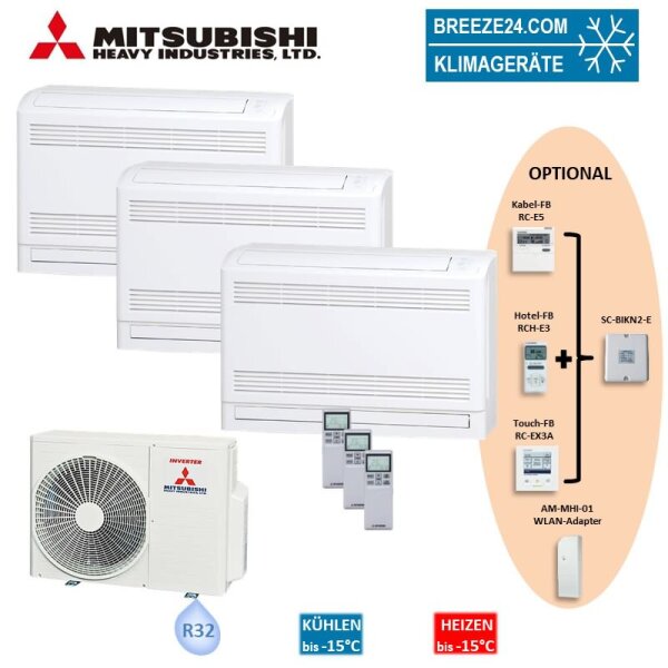 Mitsubishi Heavy Set 3 Truhengeräte 2,5/3,5kW 2 x SRF25ZS-W + SRF35ZS-W + SCM60ZS-W R32
