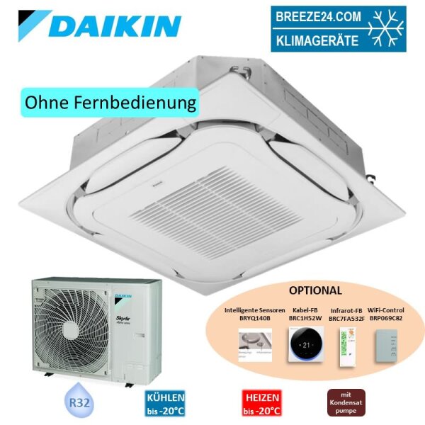 Daikin Set 4-Wege-Deckenkassette FCAHG100H-2 + Blende BYCQ140EW standard reinweiss + RZAG100NV1
