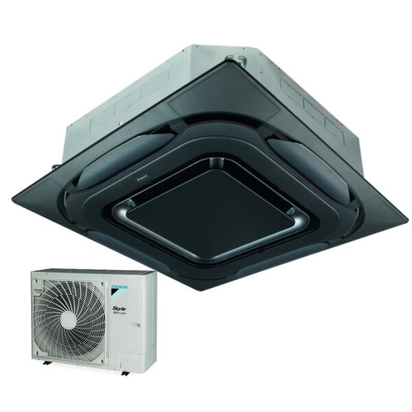 Daikin Set 4-Wege-Deckenkassette 12,1 kW FCAHG125H-5 + Blende BYCQ140EPB design schwarz + RZAG125NV1