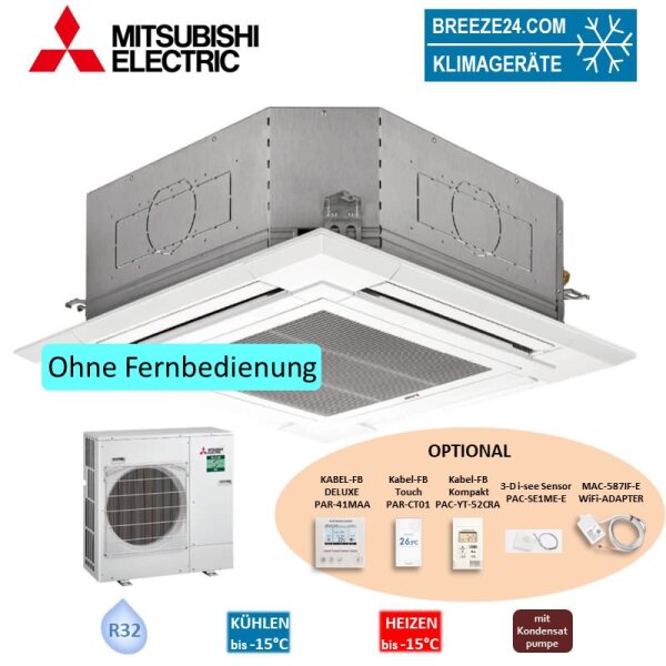 Mitsubishi Electric Set Deckenkassette 9,5 kW PLA-M100EA2 + Blende PLP-6EA + PUZ-M100VKA2 R32