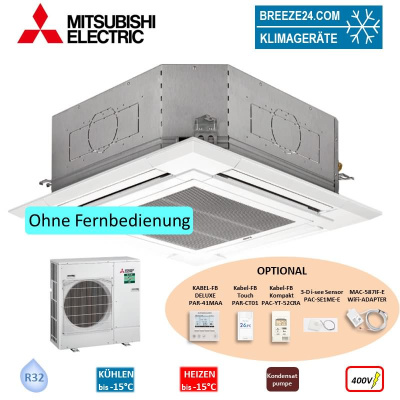 Mitsubishi Electric Set Deckenkassette 12,1 kW PLA-M125EA2 + Blende PLP-6EA + PUZ-M125YKA R32 400V