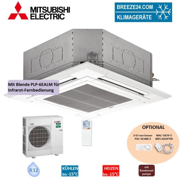 Mitsubishi Electric Set Deckenkassette 12,1 kW PLA-M125EA2 + Blende PLP-6EALM + PUZ-M125VKA R32