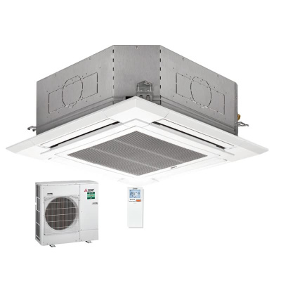 Mitsubishi Electric Set Deckenkassette 12,1 kW PLA-M125EA2 + Blende PLP-6EALM + PUZ-M125YKA R32 400V