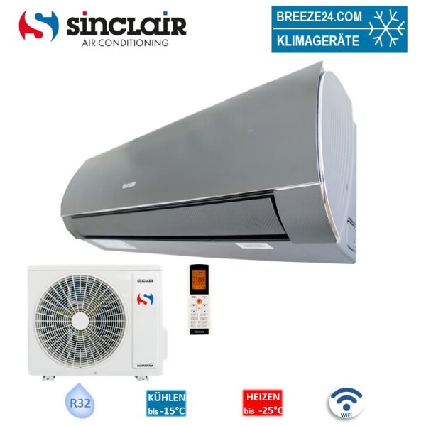 Sinclair Set Wandgerät TERREL SIH-13BITG + SOH-13BIT graphit 3,5 kW | Raumgröße 35 - 40 m² | WiFi