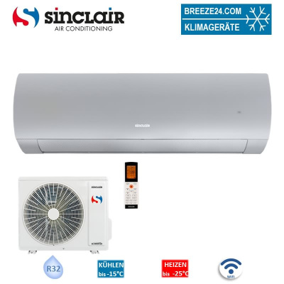 Sinclair Set Wandgerät TERREL SIH-13BITS + SOH-13BIT silber 3,5 kW | Raumgröße 35 - 40 m² | WiFi