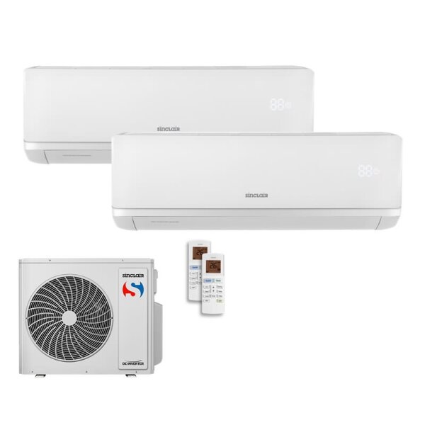Sinclair Set 2 Wandgeräte RAY 2,7/6,2 KW SIH-09BIR + SIH-24BIR + MV-E36BI2 R32 Klimaanlage