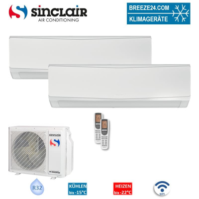 Sinclair Set 2 Wandgeräte KEYON 3,2/4,6 KW SIH-12BIK + SIH-18BIK + MV-E21BI2 WiFi R32 Klimaanlage
