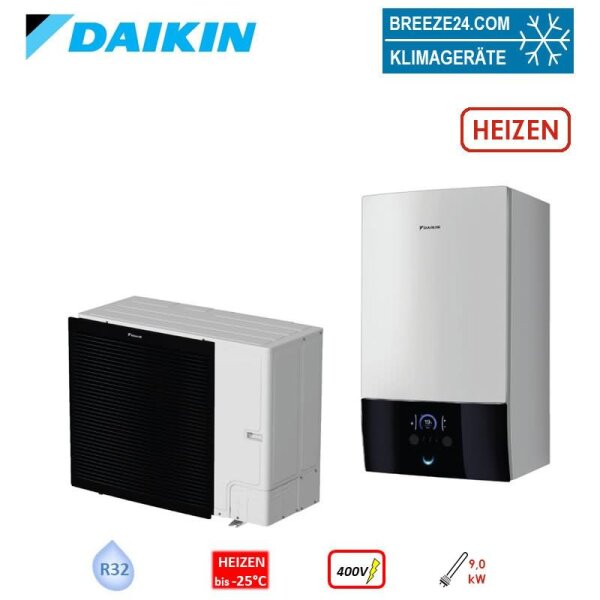 Daikin Altherma 3 R W Set ERLA14DW1 - 14 kW + EBBH16D9W Wärmepumpe + Hydromodul mit Heizstab 9 kW