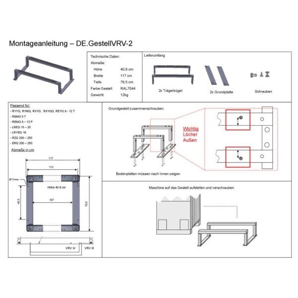 Daikin Gestell VRV-2 Grundgestell für VRV-Außengerät