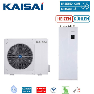 Kaisai Wärmepumpen Set Arctic KHA-10RY1 + KMK-240L-100RY1 Außengerät + Hydromodul mit Speicher 240L