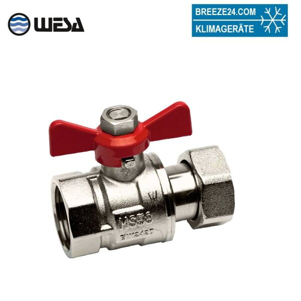 Wesa Absperrventil 1" KHHM2525IVFGP Kugelhahn 1" x 1" mit Überwurfmutter