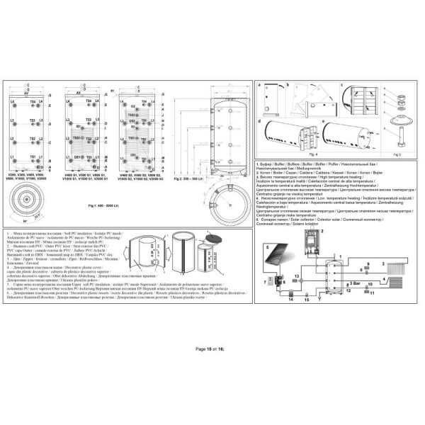 TESY EV 12/9 S2 800 95 DN18 Pufferspeicher emailliert für Solar-/Boileranlagen 800 L mit 2 Wärmetauscher