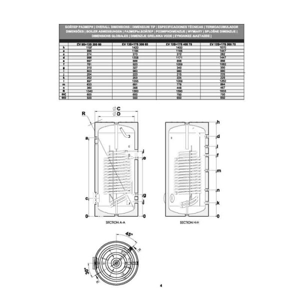 TESY EV 9S+13S 200 60 Pufferspeicher emailliert für Solar-/Boileranlagen 200 L mit 2 Wärmetauscher